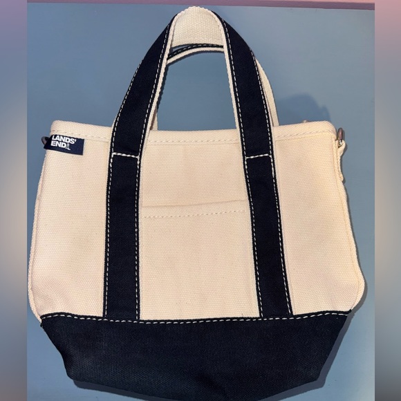 Lands' End Handbags - Lands' End Cream and Black Canvas Bag